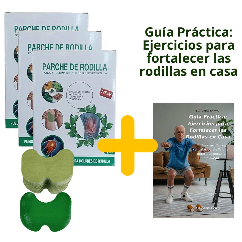 5 x 10 unidades de Parches para el dolor de rodillas + Guía de ejercicios en Casa para Fortalecer Rodilla